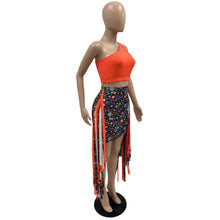 Lade das Bild in den Galerie-Viewer, FAGADOER Summer Print Tassels Mini Skirts Two Piece Sets
