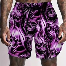 Load image into Gallery viewer, Men's Skull 3D Pattern Comfy Shorts Oversized Casual Elastic Waist Drawstring Shorts for Summer Beach And Basketball Sport Short

