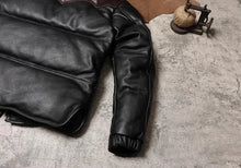 Load image into Gallery viewer, YR-Original Thick Leather Winter Jacket, Vintage Style, Heavy Real Cowhide Coat, 400g Duck Down Cloth, Quality Wholesales
