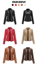 Load image into Gallery viewer, Faux Leather Motorcycle Jacket for Women, Female Coat, Moto Biker, Purple, Black, Zipper windproof jacket leather jacket
