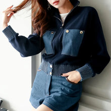 Lade das Bild in den Galerie-Viewer, Long Sleeve Chaquetas Mujer Stand Collar Zipper Jacket
