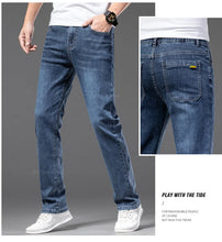 画像をギャラリービューアに読み込む, Summer New Men's Thin Jeans Elastic Waist Loose Straight Comfortable Casual Denim Pants Brand Trousers Plus Size 42 44 46
