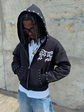 画像をギャラリービューアに読み込む, Y2K  Gothic Letter Print Zip-Up Hoodie
