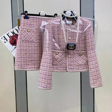 Load image into Gallery viewer, Women Elegant Vintage Tweed Fragrant Top And Skirt Two Piece
