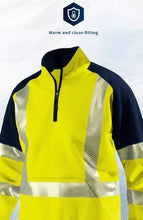 Load image into Gallery viewer, Orange Navy Sweatshirt for Man Hi Vis Hoodie Work with Zip Fleece Jacket
