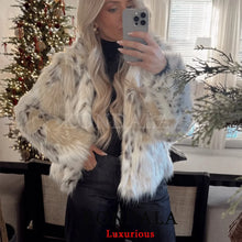 Load image into Gallery viewer, KONDALA Casual Leopard Faux Fur Jackets Women Long Sleeve Buttons Loose Jackets Fashion 2025 Autumn Winter Thick Warm Outwears
