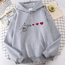 Load image into Gallery viewer, Funny Heart Pattern Printed Kangaroo Pocket Hoodies 90s Casual Sweatshirts Graphic Y2k Hooded Women's Gothic Streetwear Clothes
