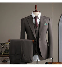 Load image into Gallery viewer, High Quality Men's Suit (jacket+vest+pants) Formal Business Office Men's Suits Groom Wedding Party Dress Solid Color Suit S-4XL
