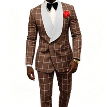 Load image into Gallery viewer, Men's Suit – Plaid Fabric, Groom's Tailcoat for Weddings, Classic Custom 2-Piece Suit (Jacket &amp; Trousers)
