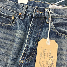 Load image into Gallery viewer, Heavy Washed Distressed Straight Blue Jeans
