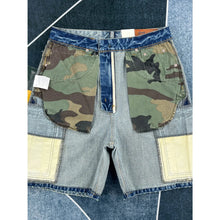Load image into Gallery viewer, Summer new work style multi-pocket denim shorts for men, loose casual splicing five-quarter pants
