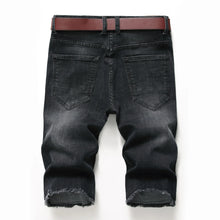 Load image into Gallery viewer, 2026 Summer Men's Red Rose Embroidered Jeans Shorts, Fashion Casual Shorts Black Blue White Men Torn and Frayed Denim Shorts
