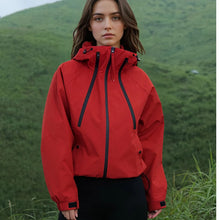 Load image into Gallery viewer, Women's Casual Hooded  Raglan Sleeves Double Zipper Jacket
