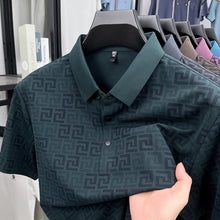 Load image into Gallery viewer, Men's High End New Summer Printed Business Collar Polo Shirt Ice Silk Fashionable Casual Collar T-Shirt Comfort Top Men's Wear
