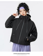 Load image into Gallery viewer, Women's Casual Hooded  Raglan Sleeves Double Zipper Jacket
