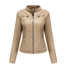 Load image into Gallery viewer, Faux Leather Motorcycle Jacket for Women, Female Coat, Moto Biker, Purple, Black, Zipper windproof jacket leather jacket
