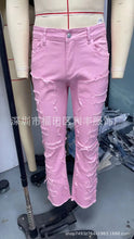 Load image into Gallery viewer, American  Stretch Patch Denim Straight-Leg Pants
