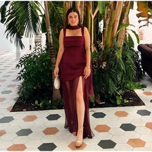 Cargar imagen en el visor de la galería, Women Loose Sleeveless Patchwork Mesh Split Scarf  Dresses
