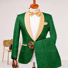 Load image into Gallery viewer, Men's Formal  Jacquard 2-Piece Wedding Suit Shawl Lapel Blazer with Pants Slim Fit Tuxedo Business Costume for Groom Party Prom
