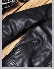 Load image into Gallery viewer, YR!Top.Classic 613 Motor Biker Style, Retro Genuine Leather Jacket, Luxury Tanned Cowhide Coat, Vintage Leather, 1.5mm Horsehide
