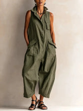 Load image into Gallery viewer, Jumpsuits Women Rompers Summer Fashion Sleeveless Lapel Loose Comfortable Solid Pocket Vacation Casual Jumpsuits Womens Clothing
