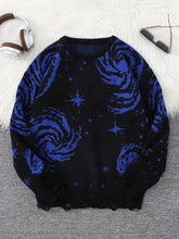 Load image into Gallery viewer, New Trendy Street Style Ripped Abstract Starry Sky Pattern Pullover Ripped Sweater Casual Crew Neck Knitted Men's Pullover
