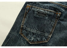 Load image into Gallery viewer, Designer Men  Retro Green Blue Slim Fit Ripped Jeans Men
