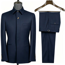 Load image into Gallery viewer, Tailor Made Safari Suits For Men 2 Pcs Casual Square Collar Jacket Pants Formal Business Official Daily Wear Costume Homme
