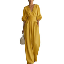 Load image into Gallery viewer, Women's Jumpsuit Fashion High Waist V-neck Casual Jumpsuits Sexy Solid Color Office Wide Leg Trousers Overalls Vacation Outfit
