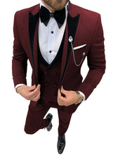 Load image into Gallery viewer, Mens Suits Wave Point Three Pieces Men Dress Suits Casual Commuter Office Business Suits for Wedding (Blazer+Vest+Pants)
