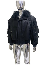 Load image into Gallery viewer, Mauroicardi Autumn Winter Short Oversized Black Warm Pu Leather Jacket Men with Faux Fur Trim Hood Loose Casual Korean Fashion
