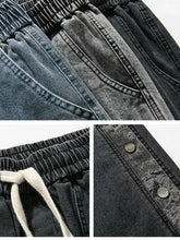 Load image into Gallery viewer, 8XL Summer Men's Jeans Denim Breeches Calf-Length Casual Shorts Washed Cotton Drawstring Straight Capris Pants Big Size
