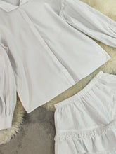 Load image into Gallery viewer, Shorts Pant Set Women Two Piece  Turn Down Collar Full Sleeve Solid Tops Wide Leg  Short Set
