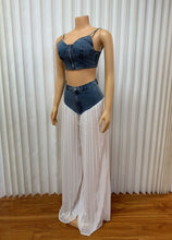 Lade das Bild in den Galerie-Viewer, 2 Piece Sets Denim Camisole Wide Leg Pants
