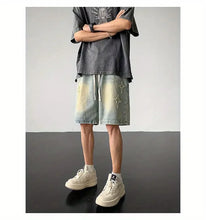 Load image into Gallery viewer, Embroidered Denim Shorts Men's Summer American Retro Street Five-point Pants Trendy Brand Trendy Loose
