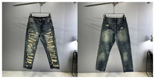 Load image into Gallery viewer, Mens Ripped Baggy Distressed Denim Straight Leg Patchwork Oversized  Jeans
