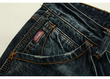 Load image into Gallery viewer, Designer Men  Retro Green Blue Slim Fit Ripped Jeans Men
