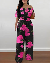 Load image into Gallery viewer, 2026 Jumpsuits for Women Summer Fashion Off Shoulder Casual Short Sleeve Wide Leg Rompers Sexy Slim Ladies Overalls Streetwear
