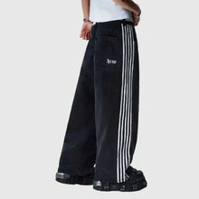 画像をギャラリービューアに読み込む, Y2K Harajuku striped embroidery texture casual jeans for men and women retro hip-hop street loose high-waisted wide-leg pants
