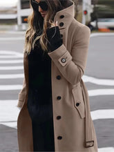 Load image into Gallery viewer, Womens  Single Breasted Turn-down Collar Wool Coat
