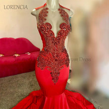 Cargar imagen en el visor de la galería, Vestido de fiesta largo de sirena con diamantes
