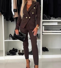 Load image into Gallery viewer, Two Piece Sets Woman Outfit 2025 Spring Solid Color Versatile Temperament Blazer Coat &amp; Fashiona Casual Pocket Design Pants Set
