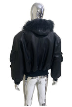 Load image into Gallery viewer, Mauroicardi Autumn Winter Short Oversized Black Warm Pu Leather Jacket Men with Faux Fur Trim Hood Loose Casual Korean Fashion
