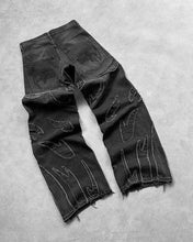 Load image into Gallery viewer, Distressed Retro Black Pants Embroidery Harajuku Gothic Wide Leg Jeans
