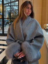 Load image into Gallery viewer, Luxury Mixed Color Faux Fur Coats Women Fashion  Long Sleeves Warm loose Jacket Lady 2025 Winter Warm High Street Gradient Coats
