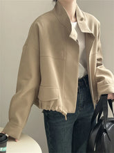 Load image into Gallery viewer, Standing Collar Short Hem Drawstring Trench Coat
