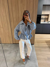 Load image into Gallery viewer, Women's Fashion Drawstring  Lapel Long Sleeve Single-Breasted Slim Coat Jacjket
