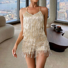 Load image into Gallery viewer, Jumpsuits for Women Tassel Party Outfit Sexy Style Fashion Backless Sequined Jumpsuit Fringe
