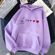 Load image into Gallery viewer, Funny Heart Pattern Printed Kangaroo Pocket Hoodies 90s Casual Sweatshirts Graphic Y2k Hooded Women's Gothic Streetwear Clothes
