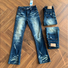 Load image into Gallery viewer, Heavy Water Wash Dark Blue Washed Cat Beard Jeans
